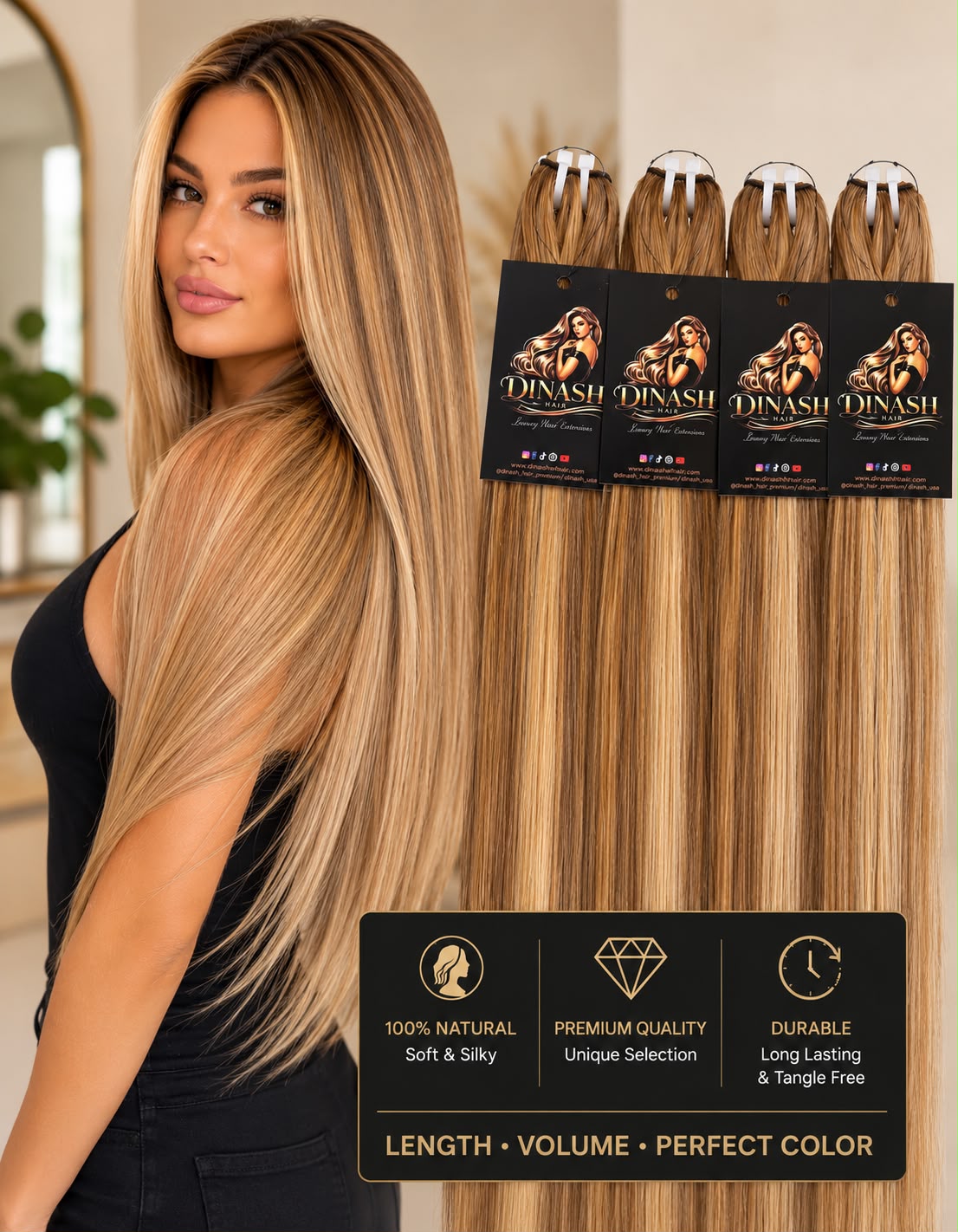 B18/22 Beige Blonde Balayage, Highlight (Weft) - Straight