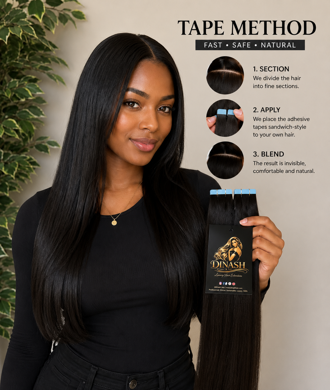 #1B Natural Black (Tape-In) - Straight